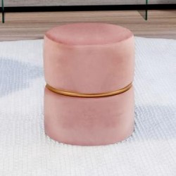 Pouf in velluto rosa con anello 